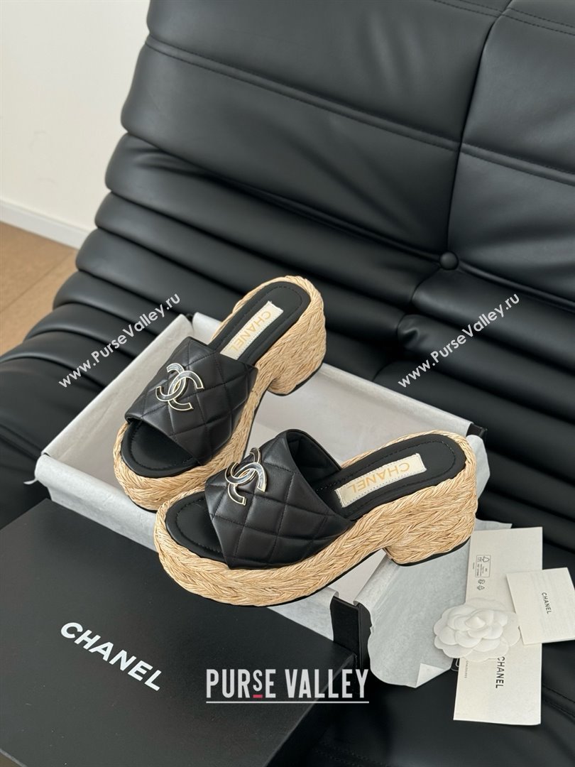 Chanel Lambskin Wedge Slide Sandal CH21401 Black 2025 (Y30-25021408)