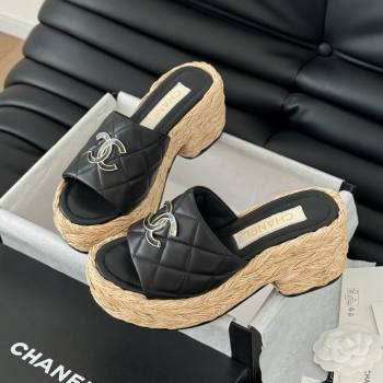 Chanel Lambskin Wedge Slide Sandal CH21401 Black 2025 (Y30-25021408)