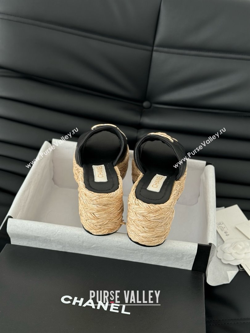Chanel Lambskin Wedge Slide Sandal CH21401 Black 2025 (Y30-25021408)