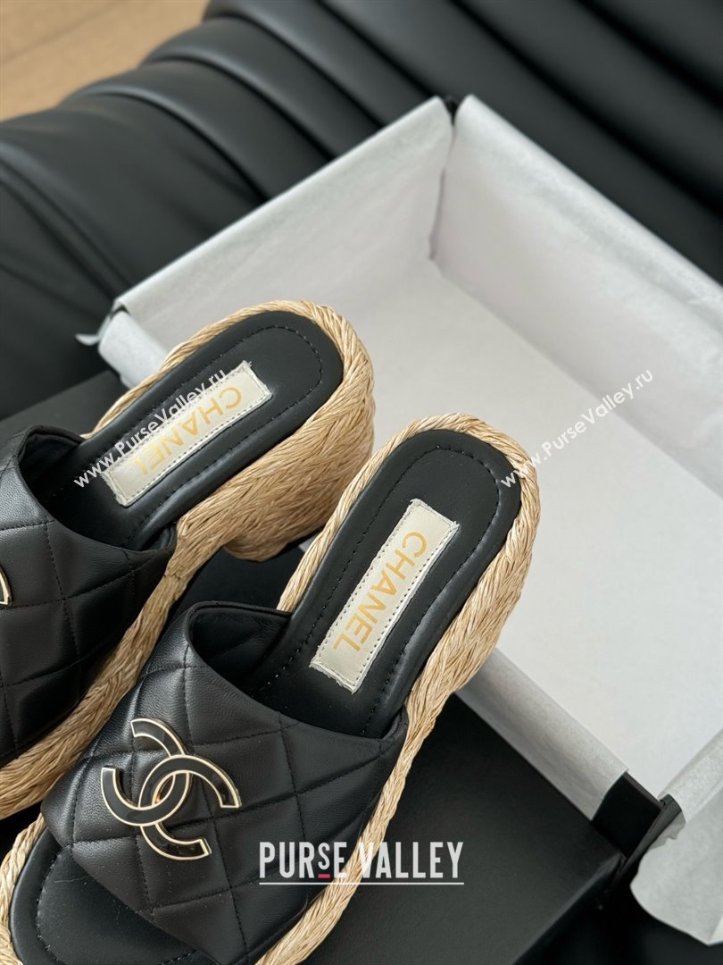 Chanel Lambskin Wedge Slide Sandal CH21401 Black 2025 (Y30-25021408)