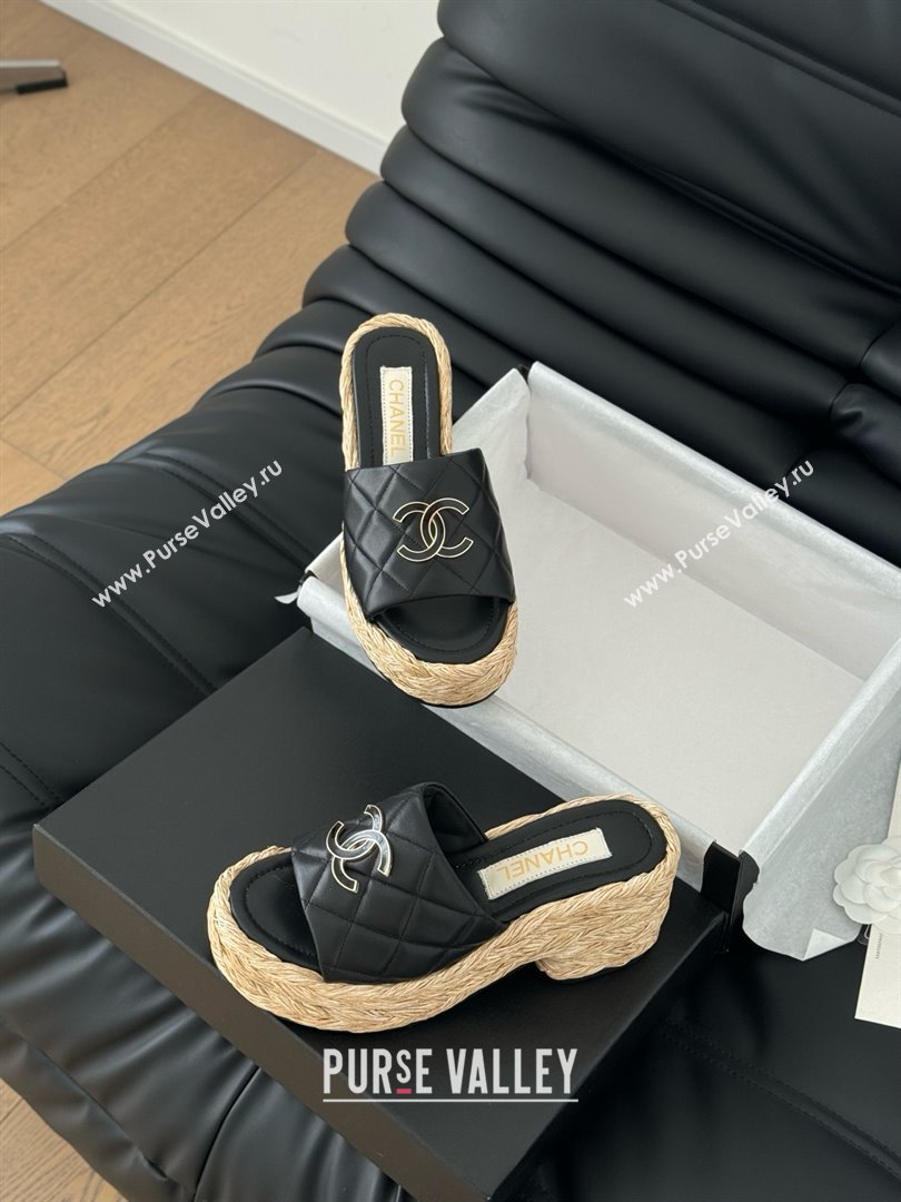 Chanel Lambskin Wedge Slide Sandal CH21401 Black 2025 (Y30-25021408)