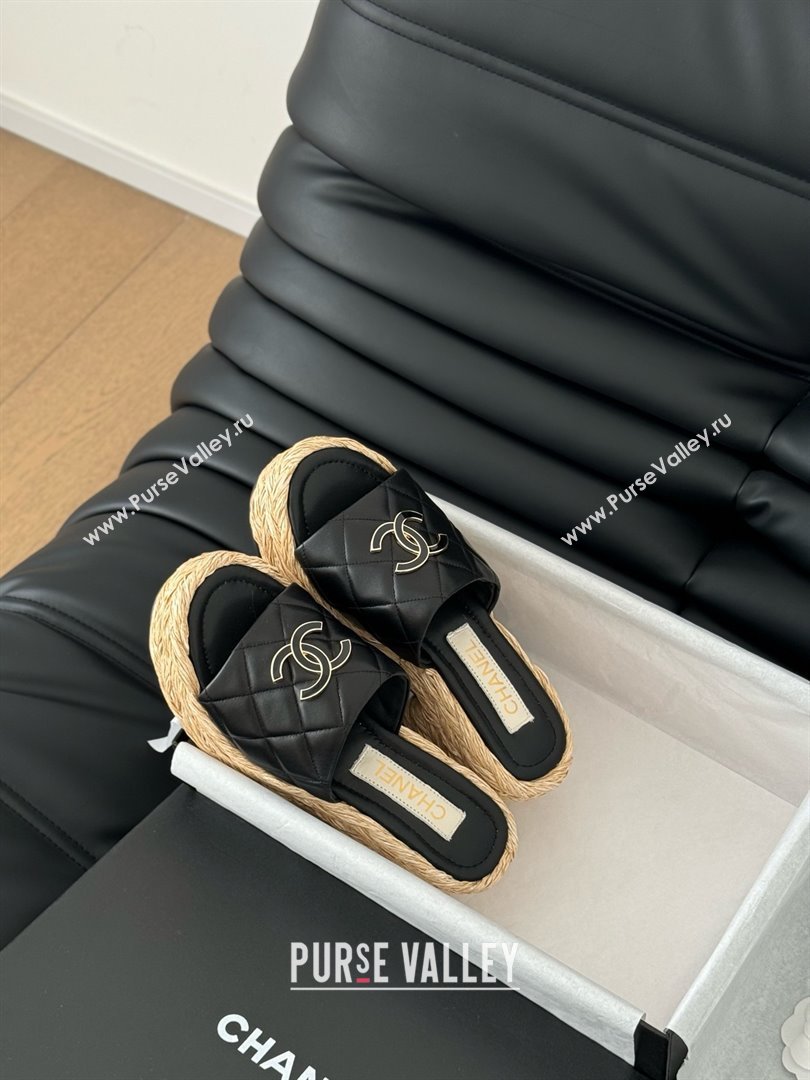 Chanel Lambskin Wedge Slide Sandal CH21401 Black 2025 (Y30-25021408)