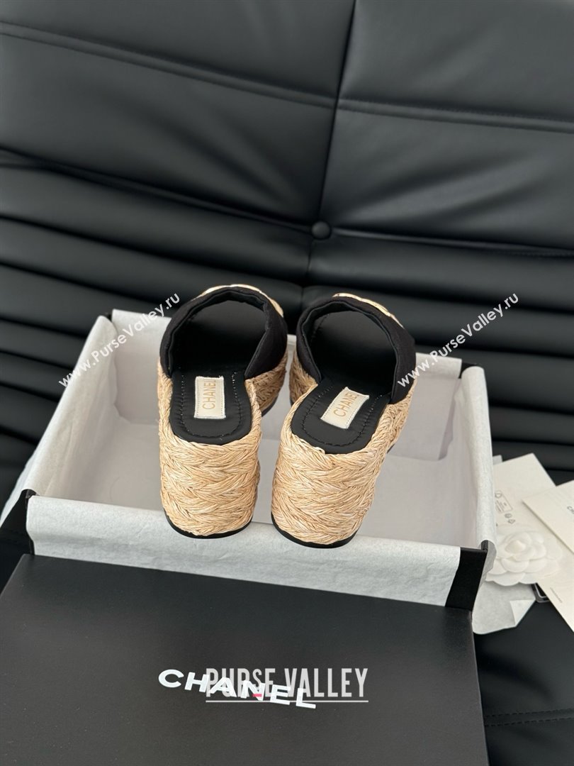 Chanel Fabric Wedge Slide Sandal CH21401 Black 2025 (Y30-25021410)