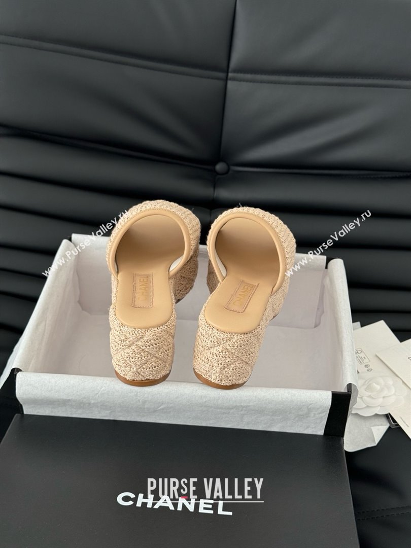 Chanel Weave Wedge Slide Sandal CH21402 Beige 2025 (Y30-25021412)