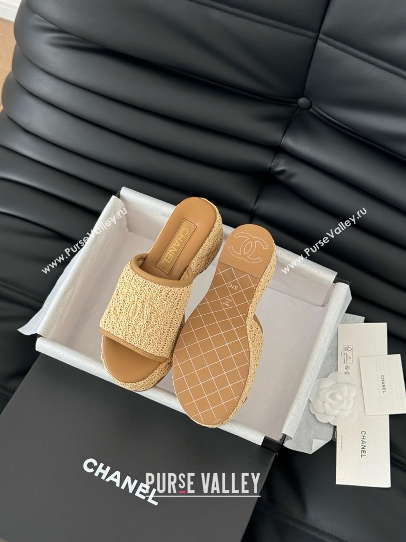 Chanel Weave Wedge Slide Sandal CH21402 Brown 2025 (Y30-25021411)