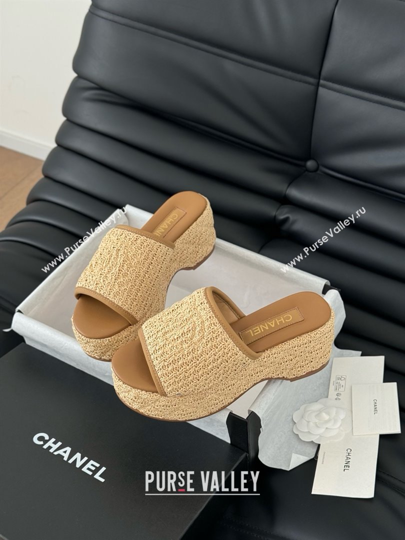 Chanel Weave Wedge Slide Sandal CH21402 Brown 2025 (Y30-25021411)