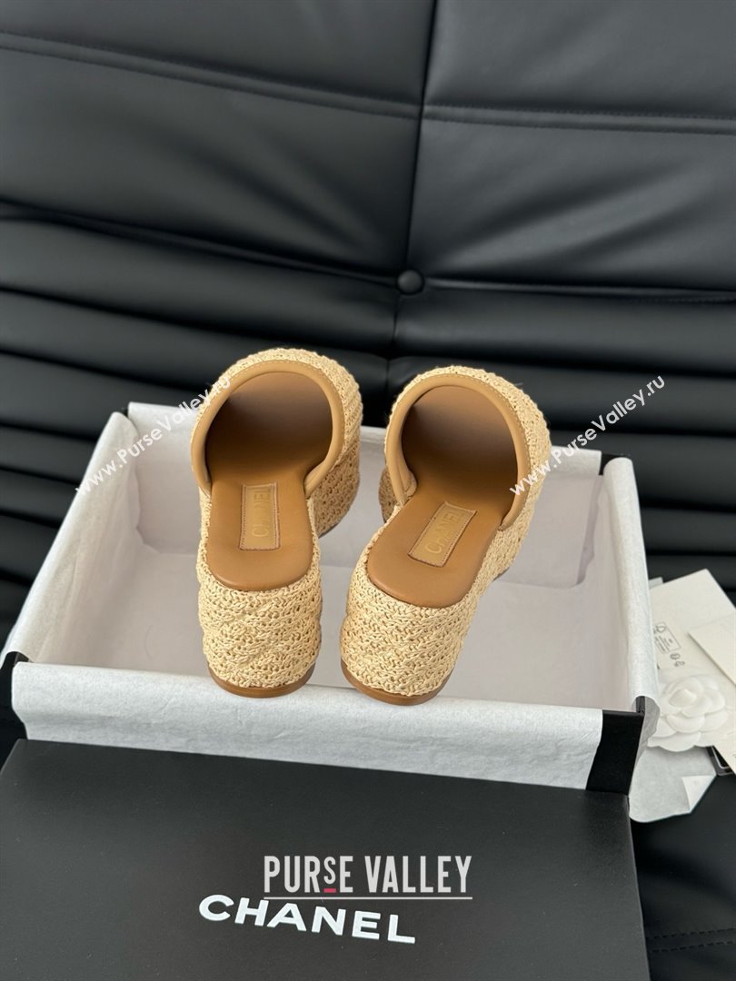 Chanel Weave Wedge Slide Sandal CH21402 Brown 2025 (Y30-25021411)