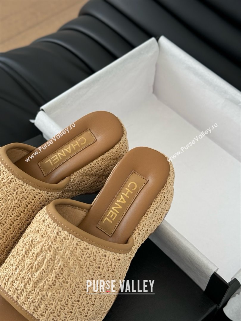 Chanel Weave Wedge Slide Sandal CH21402 Brown 2025 (Y30-25021411)
