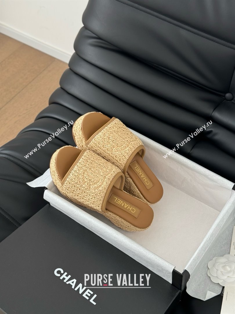 Chanel Weave Wedge Slide Sandal CH21402 Brown 2025 (Y30-25021411)