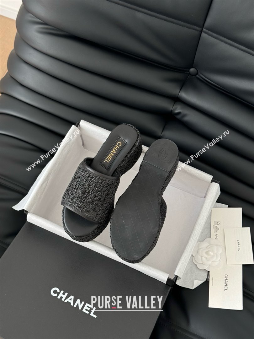 Chanel Weave Wedge Slide Sandal CH21402 Black 2025 (Y30-25021413)
