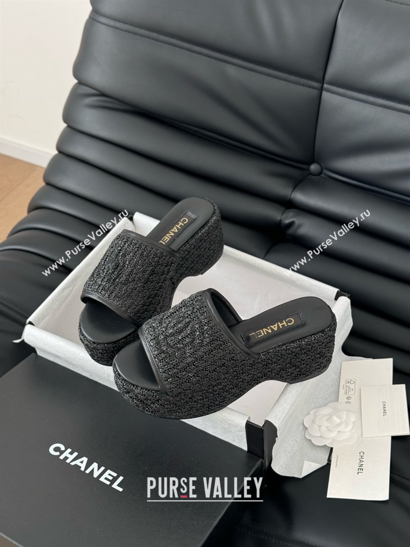 Chanel Weave Wedge Slide Sandal CH21402 Black 2025 (Y30-25021413)