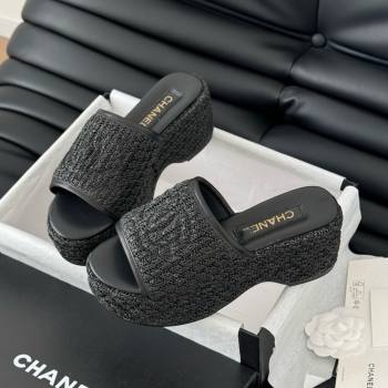 Chanel Weave Wedge Slide Sandal CH21402 Black 2025 (Y30-25021413)
