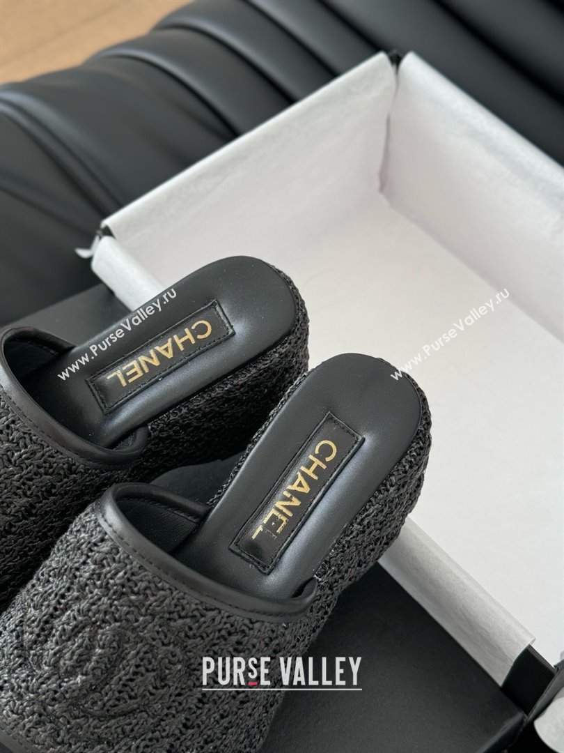 Chanel Weave Wedge Slide Sandal CH21402 Black 2025 (Y30-25021413)