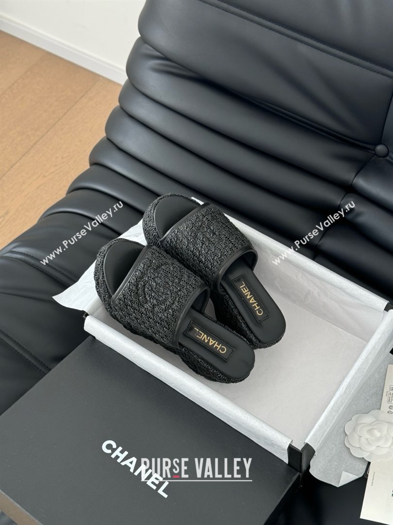 Chanel Weave Wedge Slide Sandal CH21402 Black 2025 (Y30-25021413)