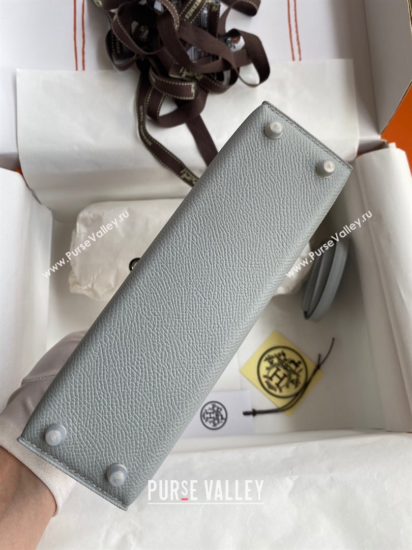 Hermes Mini Kelly II Bag 19cm in Original Epsom Leather Glacier Blue/Silver 2024 (Full Handmade) (XYA-24030504)