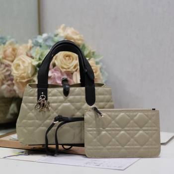 Dior Small Toujours Tote bag in Macrocannage Calfskin Beige/Black 2024 (XXG-240312071)