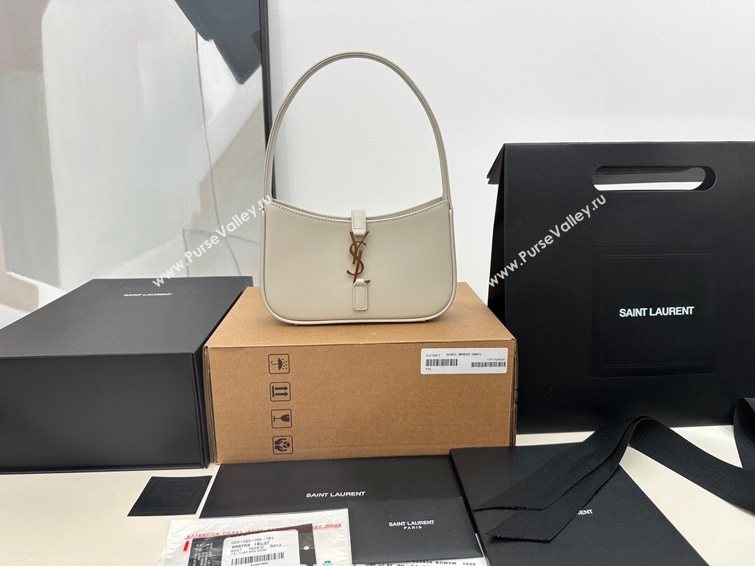 Saint Laurent Mini LE 5 À 7 Soft Hobo Bag in Smooth Calfskin 710318 White 2024 Top Quality (HS-24121307)