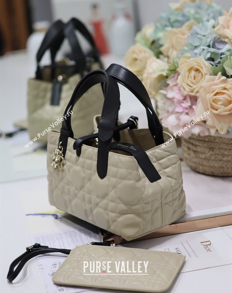 Dior Small Toujours Tote bag in Macrocannage Calfskin Beige/Black 2024 (XXG-240312071)