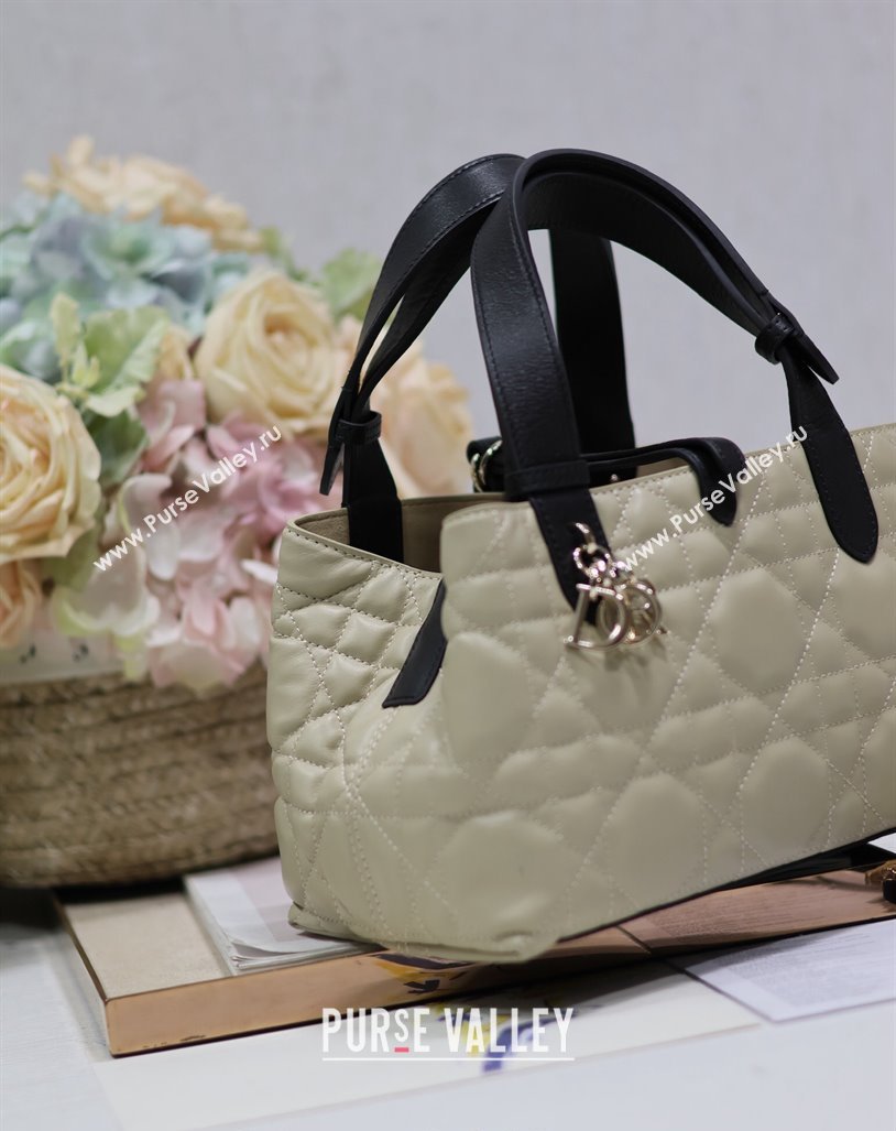 Dior Small Toujours Tote bag in Macrocannage Calfskin Beige/Black 2024 (XXG-240312071)