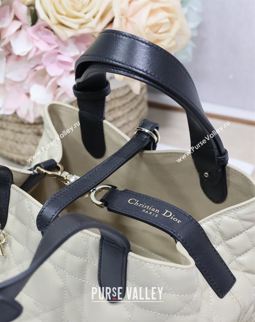 Dior Small Toujours Tote bag in Macrocannage Calfskin Beige/Black 2024 (XXG-240312071)