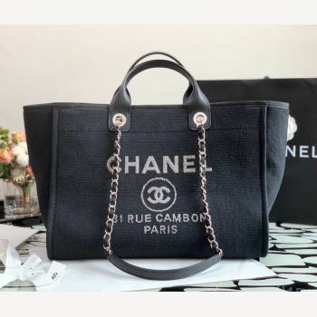 Chanel Deauville Mixed Fibers Large Shopping Bag A66941 Black 2022 09 (JY-22010409)