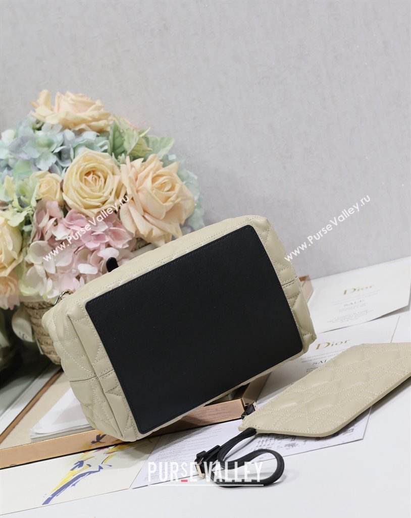 Dior Small Toujours Tote bag in Macrocannage Calfskin Beige/Black 2024 (XXG-240312071)