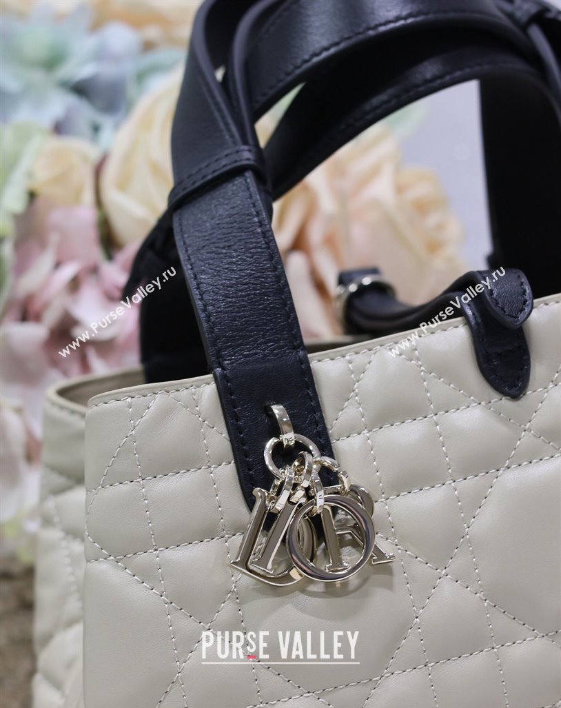 Dior Small Toujours Tote bag in Macrocannage Calfskin Beige/Black 2024 (XXG-240312071)