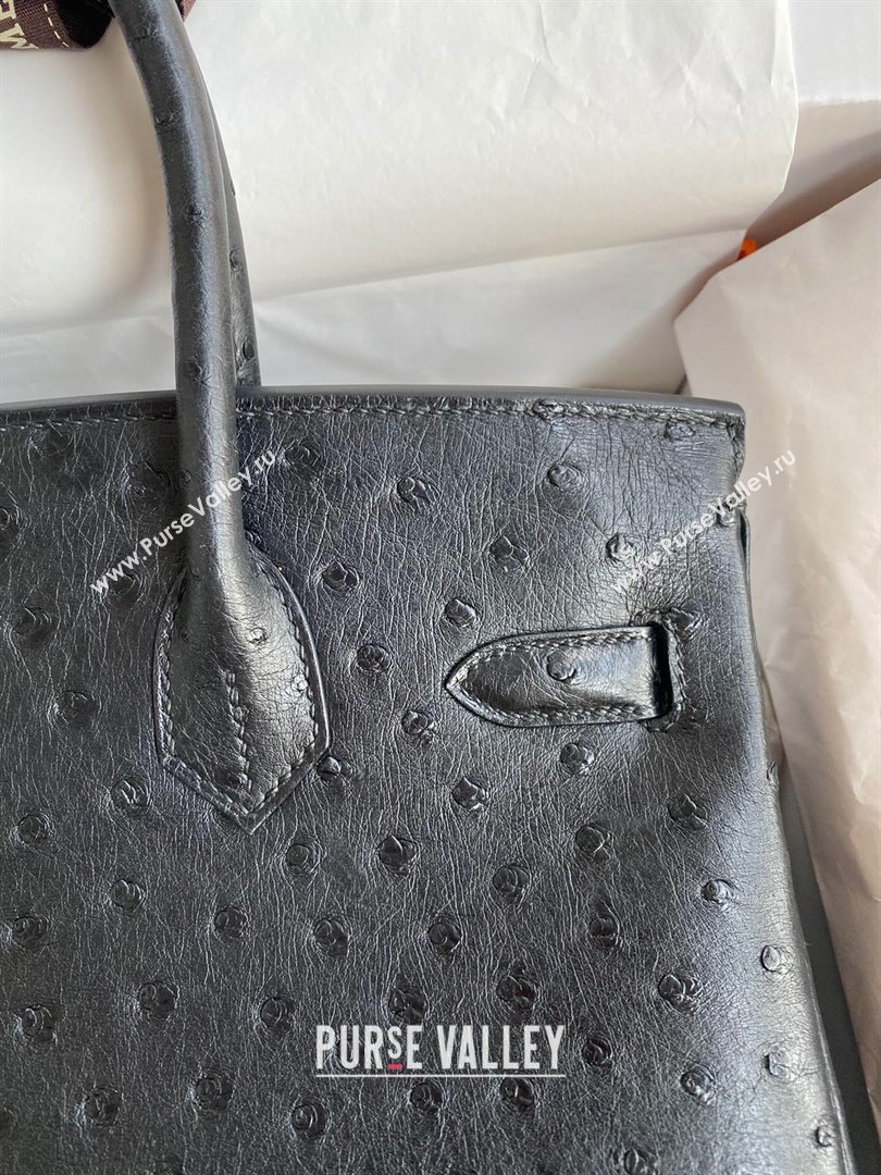 Hermes Birkin 25cm Bag in Ostrich Leather Black/Gold 2024 (Full Handmade) (XYA-24081915)