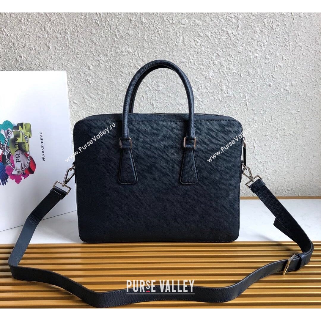 Prada Mens Saffiano Leather Business Briefcase Bag 2VE363 Dark Blue 2021 (YZ-21090916)