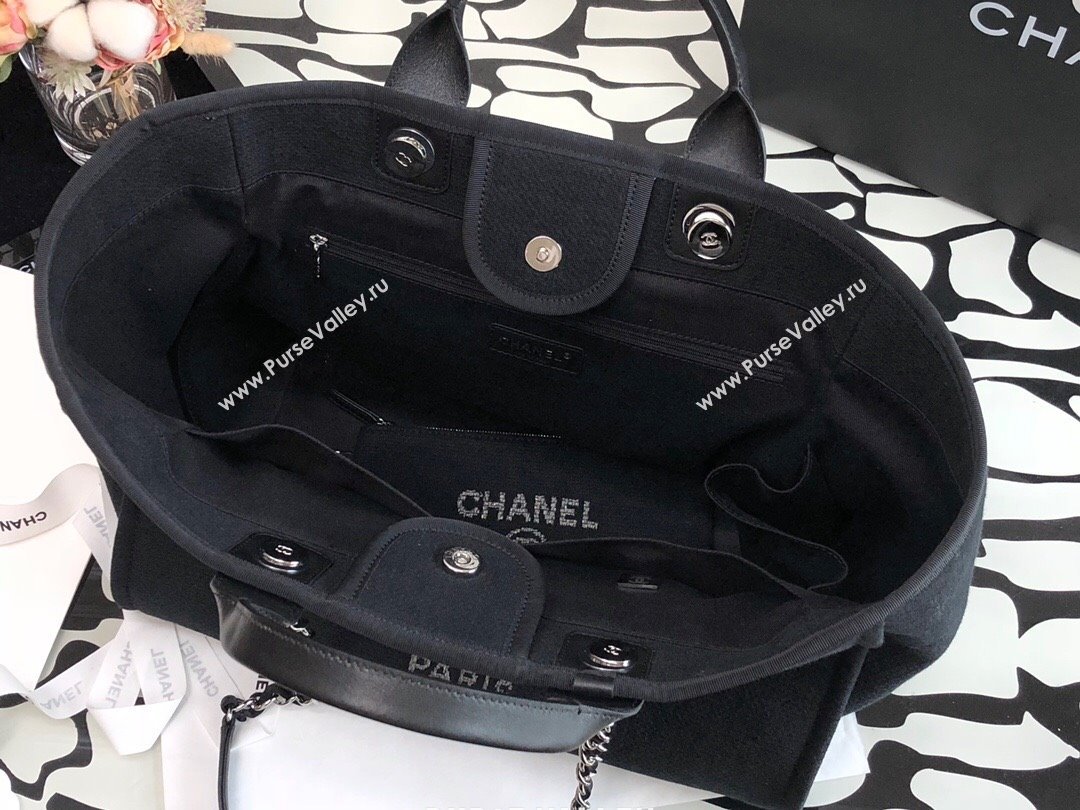 Chanel Deauville Mixed Fibers Large Shopping Bag A66941 Black 2022 09 (JY-22010409)