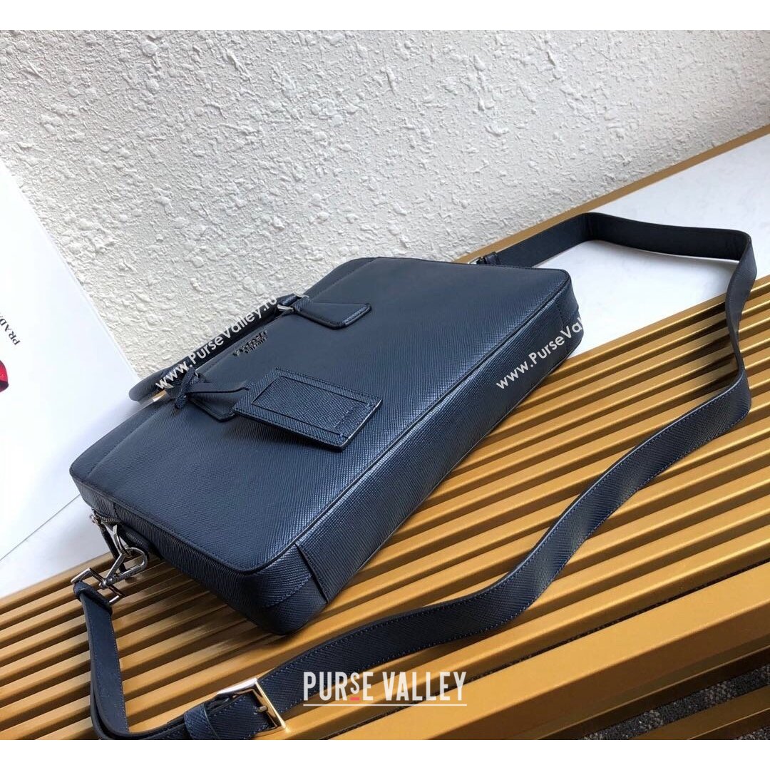 Prada Mens Saffiano Leather Business Briefcase Bag 2VE363 Dark Blue 2021 (YZ-21090916)