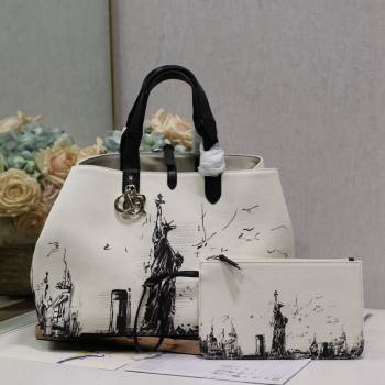 Dior Large Toujours Tote bag in Printed Canvas White/Black 2024 (XXG-240312072)