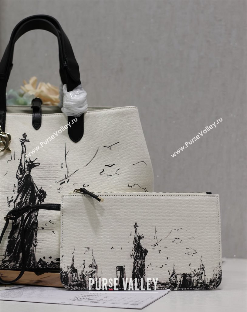 Dior Large Toujours Tote bag in Printed Canvas White/Black 2024 (XXG-240312072)