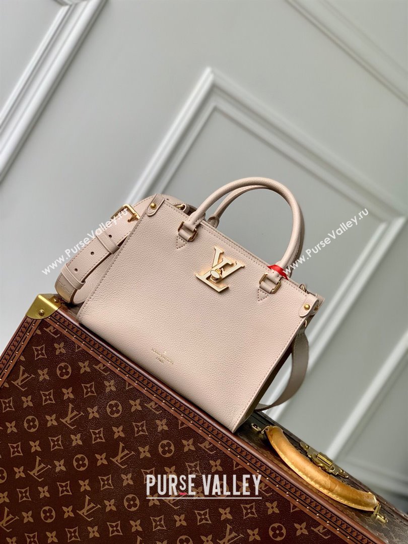 Louis Vuitton Lock Go Tote Bag in Grained Calfskin M23637 Beige 2024 (K-24061717)