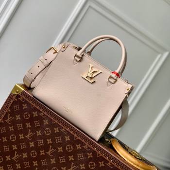 Louis Vuitton Lock Go Tote Bag in Grained Calfskin M23637 Beige 2024 (K-24061717)