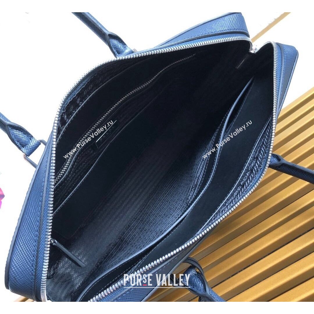 Prada Mens Saffiano Leather Business Briefcase Bag 2VE363 Dark Blue 2021 (YZ-21090916)