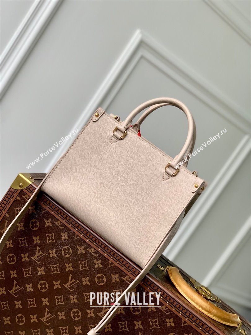 Louis Vuitton Lock Go Tote Bag in Grained Calfskin M23637 Beige 2024 (K-24061717)