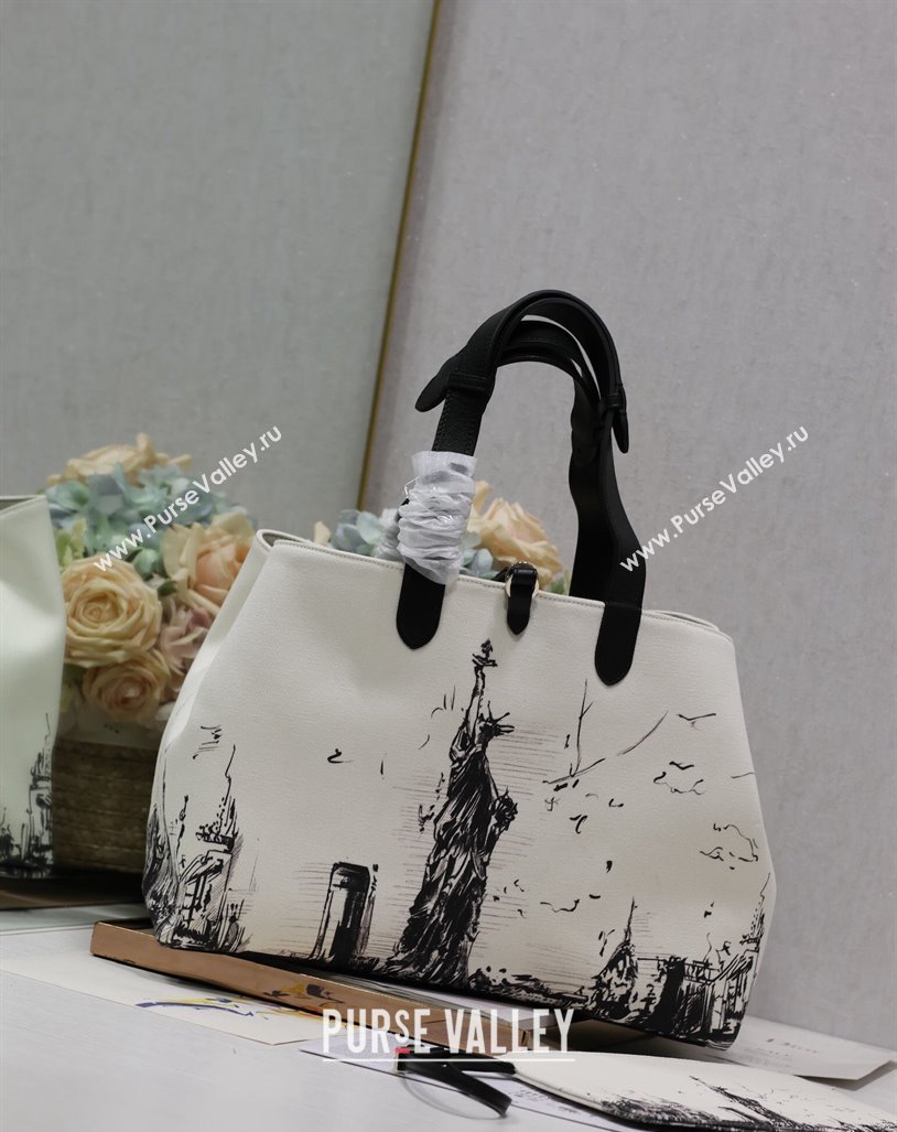 Dior Large Toujours Tote bag in Printed Canvas White/Black 2024 (XXG-240312072)