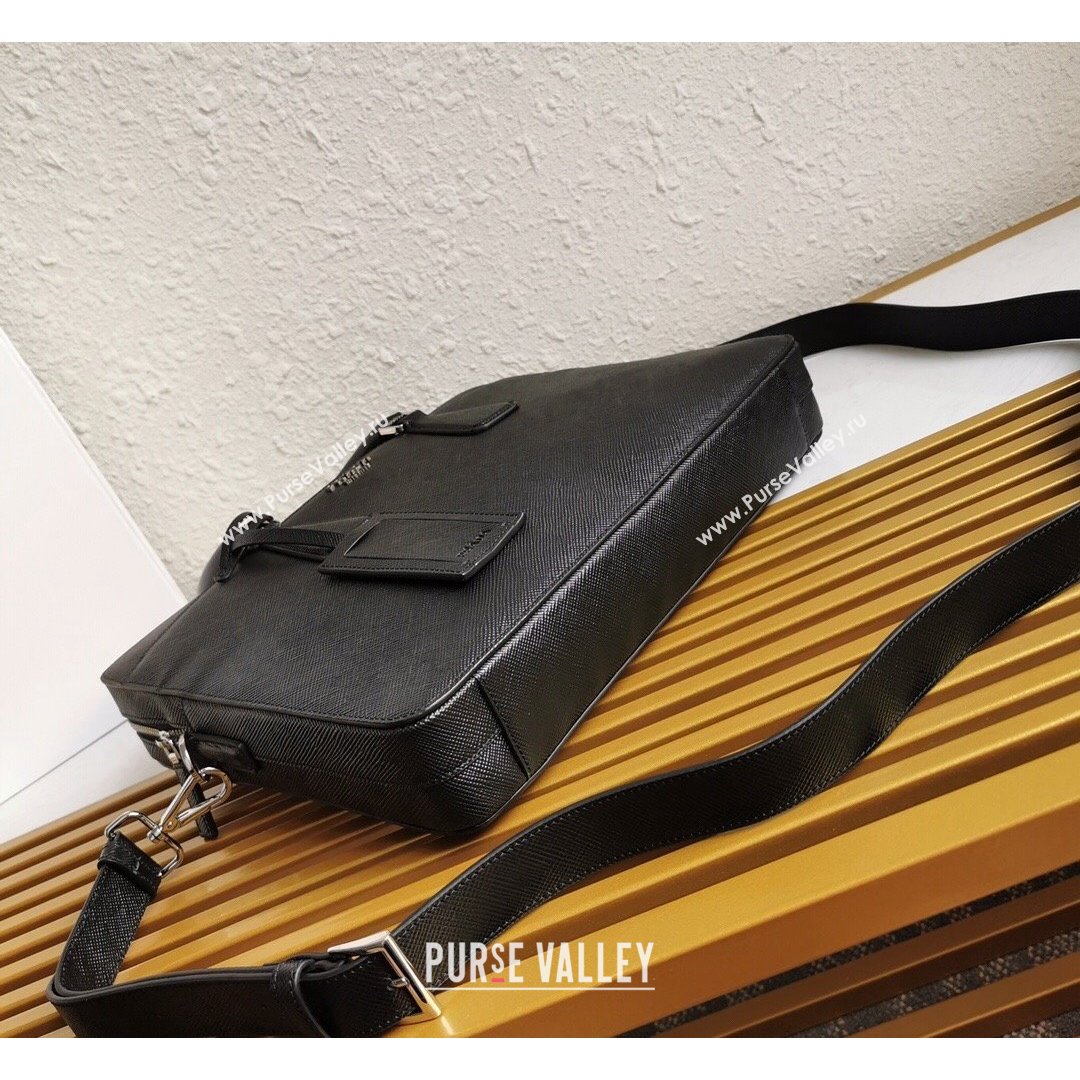 Prada Mens Saffiano Leather Business Briefcase Bag 2VE363 Black 2021 (YZ-21090917)