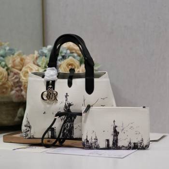 Dior Medium Toujours Tote bag in Printed Canvas White/Black 2024 (XXG-240312073)