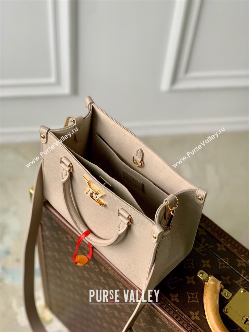 Louis Vuitton Lock Go Tote Bag in Grained Calfskin M23637 Beige 2024 (K-24061717)