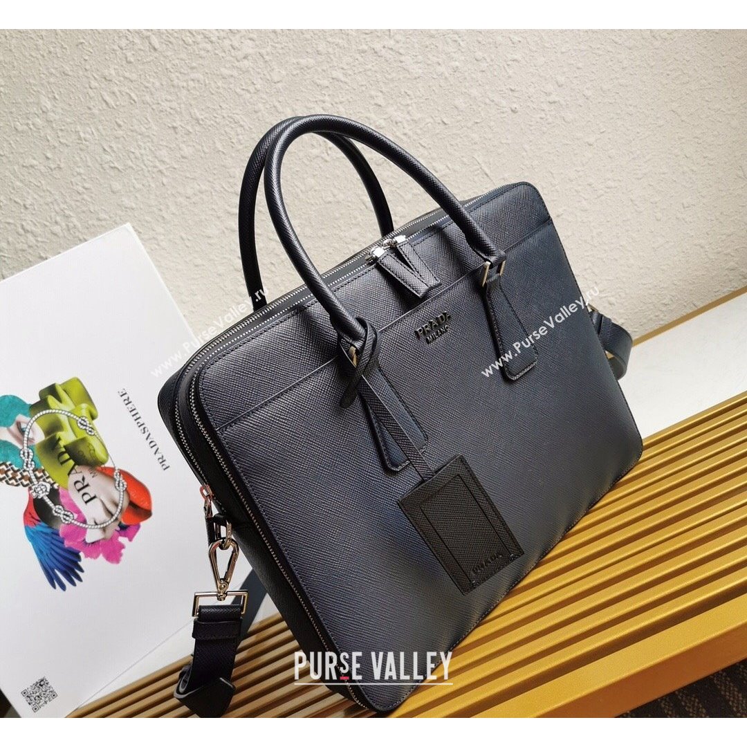 Prada Mens Saffiano Leather Business Briefcase Bag 2VE366 Dark Blue 2021 (YZ-21090918)