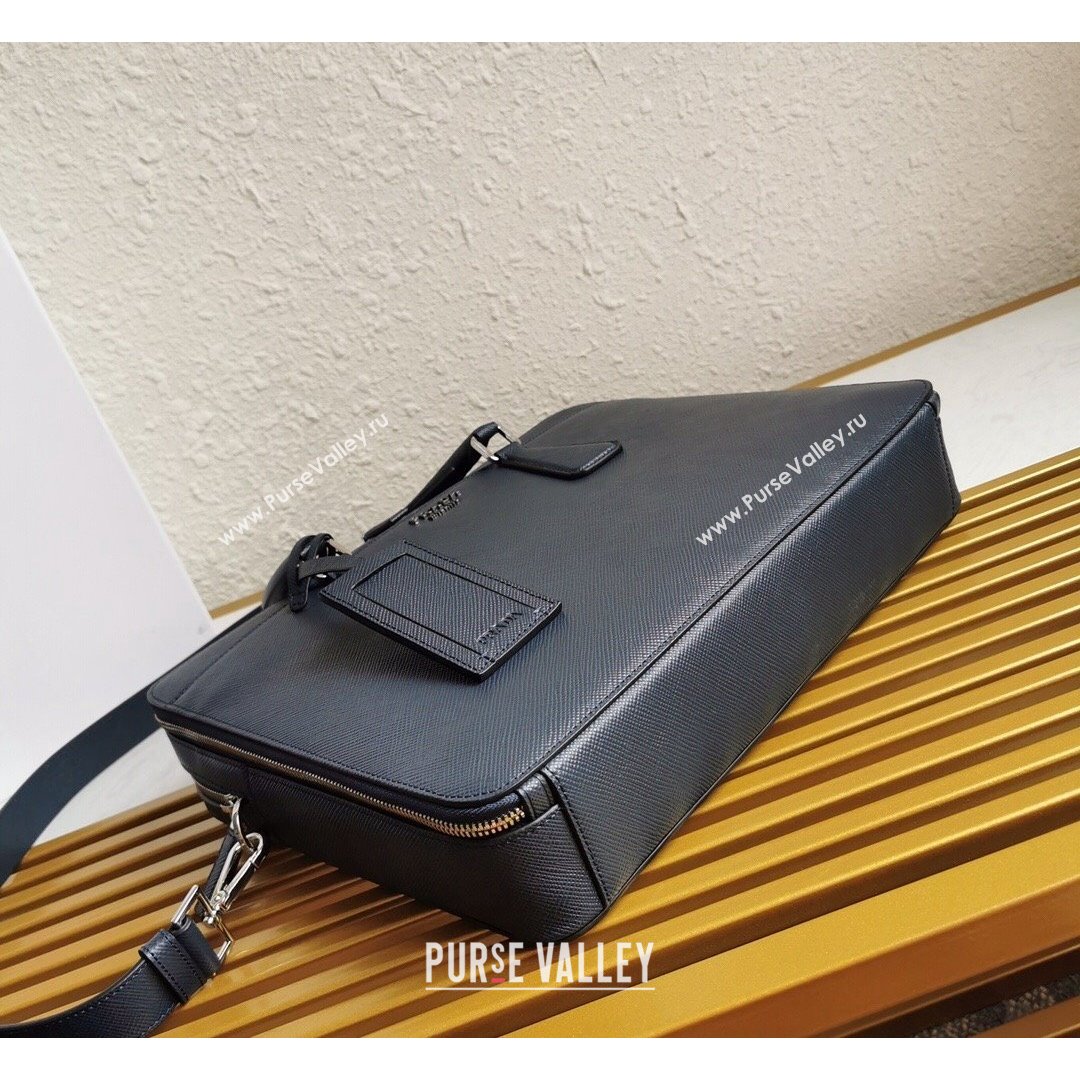 Prada Mens Saffiano Leather Business Briefcase Bag 2VE366 Dark Blue 2021 (YZ-21090918)