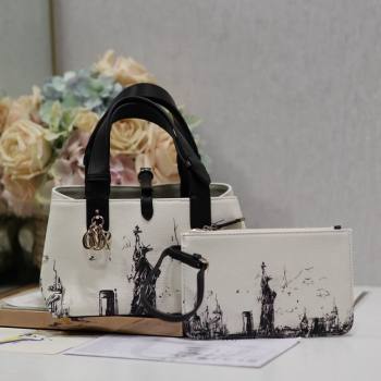 Dior Small Toujours Tote bag in Printed Canvas White/Black 2024 (XXG-240312074)