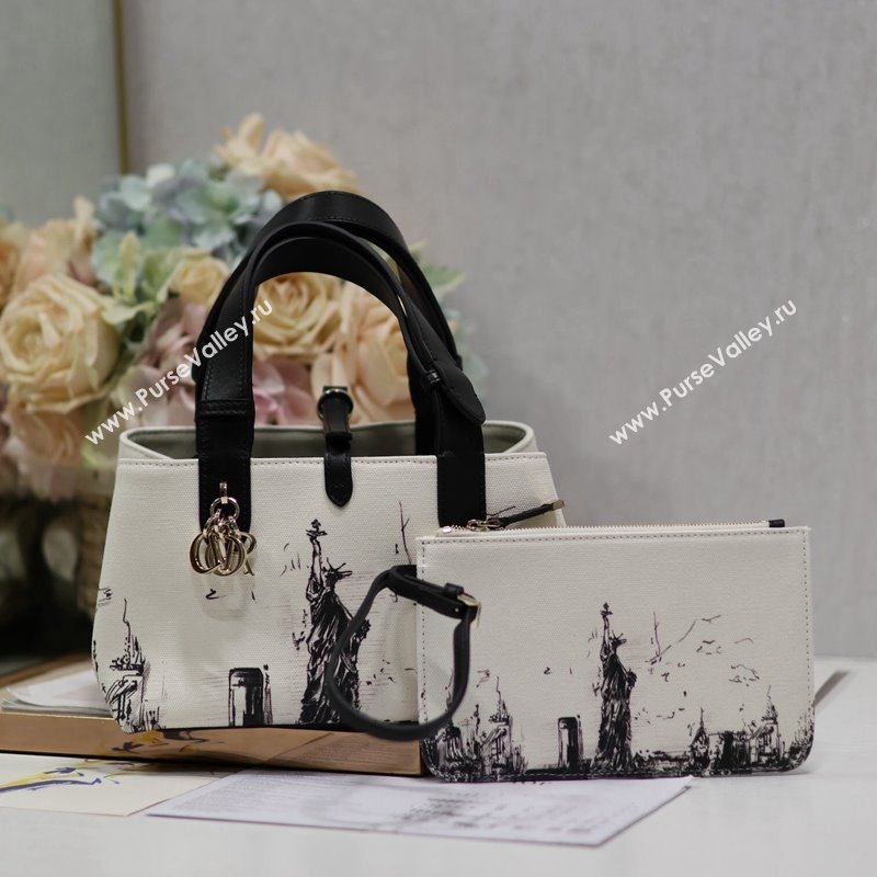 Dior Small Toujours Tote bag in Printed Canvas White/Black 2024 (XXG-240312074)