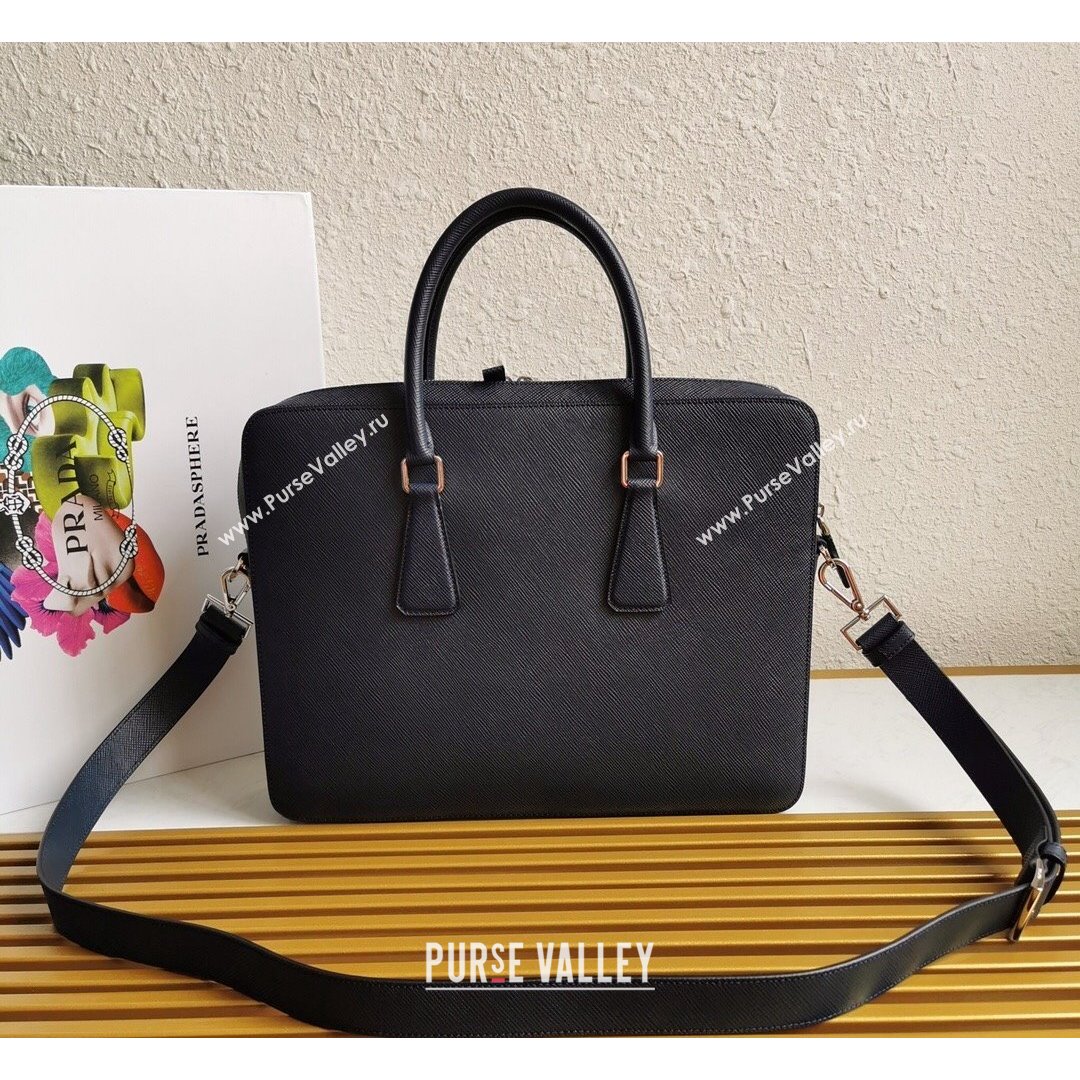 Prada Mens Saffiano Leather Business Briefcase Bag 2VE366 Dark Blue 2021 (YZ-21090918)