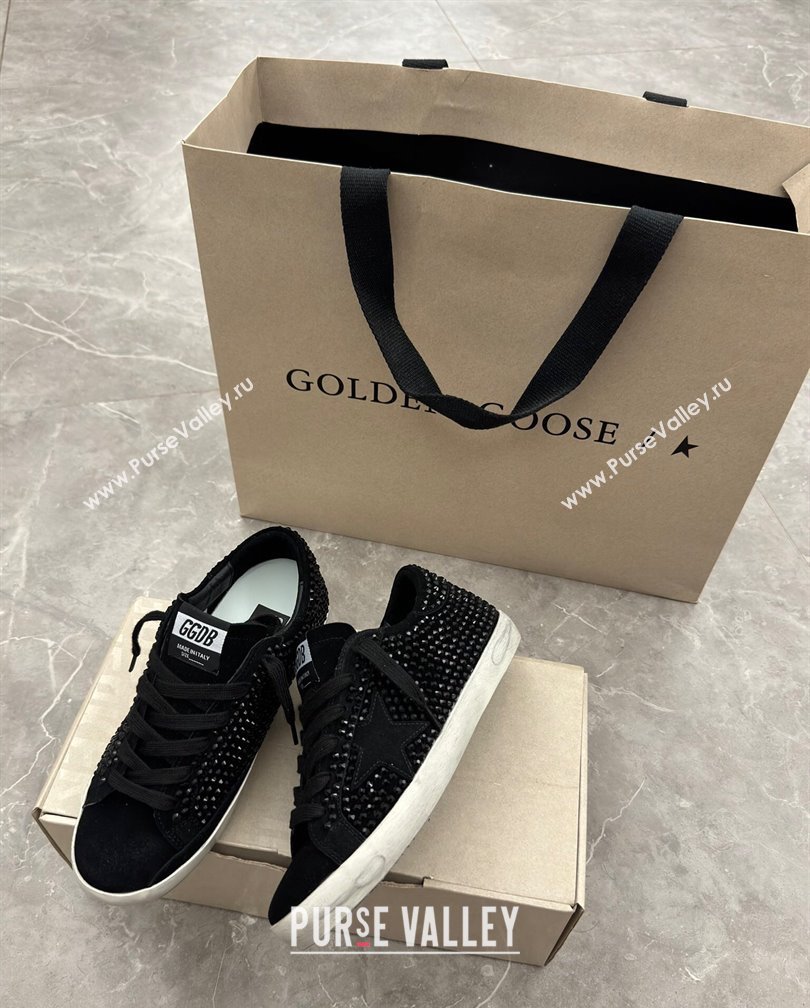 Golden Goose Super-Star Sneakers in black suede with Strass and black suede star 2024 (13-241113001)