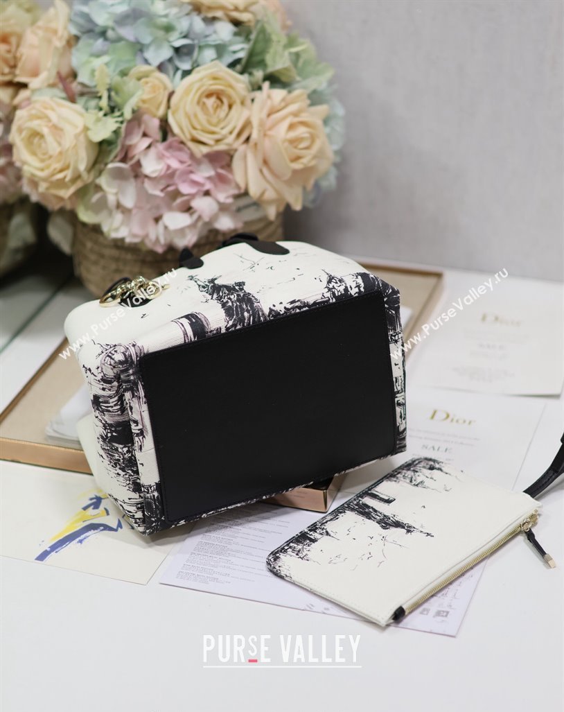 Dior Small Toujours Tote bag in Printed Canvas White/Black 2024 (XXG-240312074)