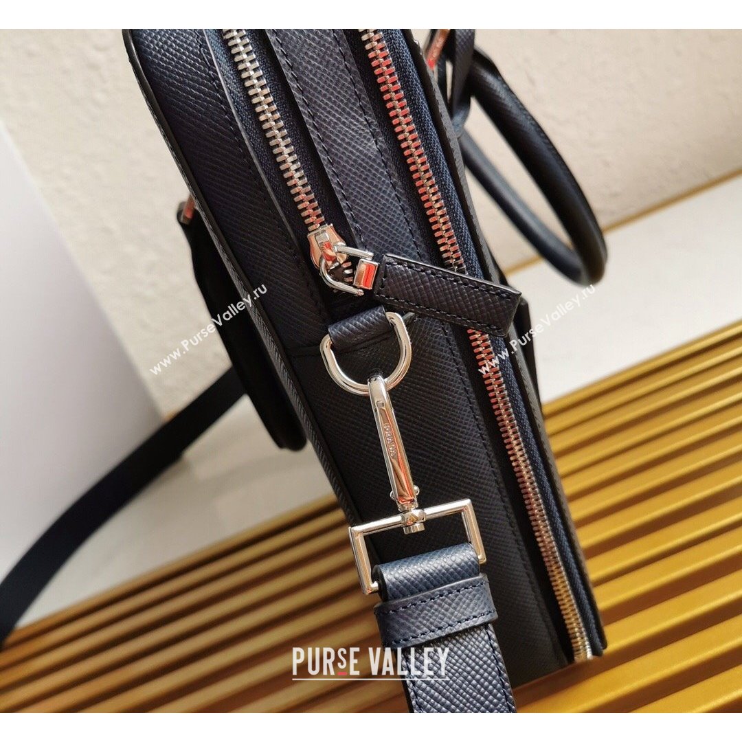Prada Mens Saffiano Leather Business Briefcase Bag 2VE366 Dark Blue 2021 (YZ-21090918)