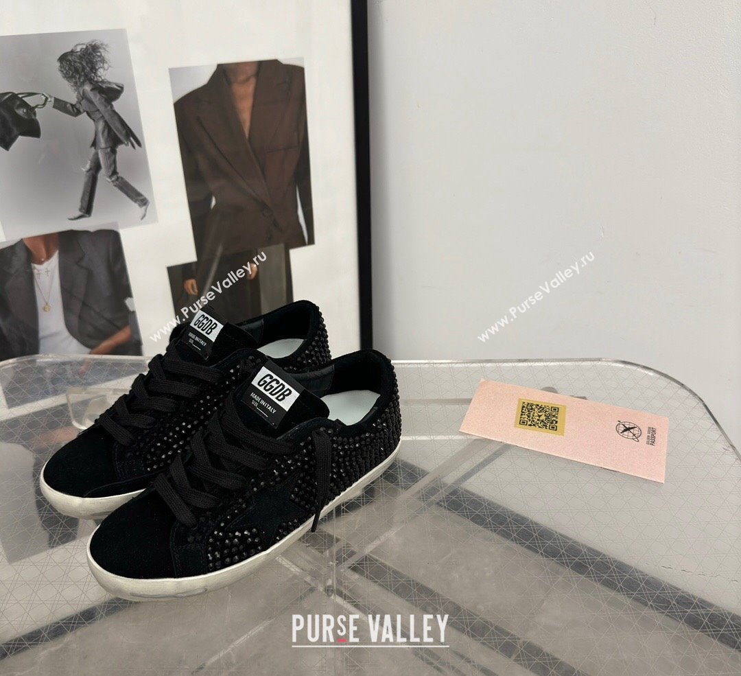 Golden Goose Super-Star Sneakers in black suede with Strass and black suede star 2024 (13-241113001)